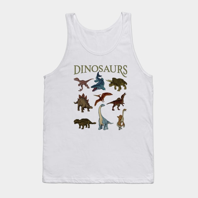 Various types of dinosaurs Tank Top by Modern Medieval Design